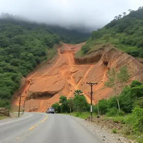 Deslizamento bloqueia parcialmente trecho da Serra Dona Francisca