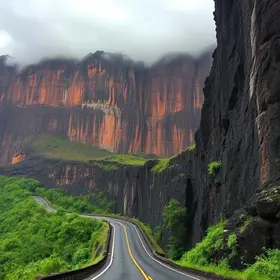 Estrada mais temida do Brasil corta paredões de 90 metros formados por lava vulcânica em SC