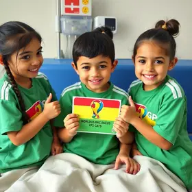 Campanha de estudantes transforma figurinhas da Copa em gesto de solidariedade para crianças internadas em Joinville