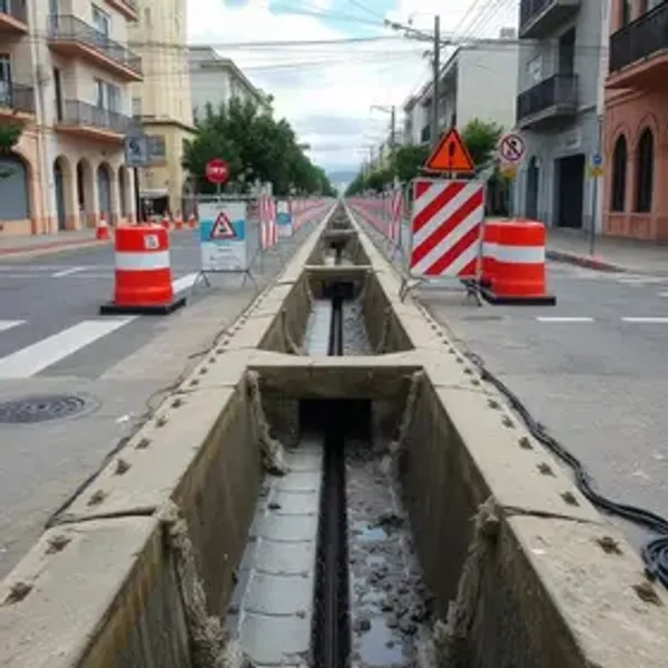 Obra em rede de drenagem causa interdição parcial em trecho da rua Dona Francisca nesta terça
